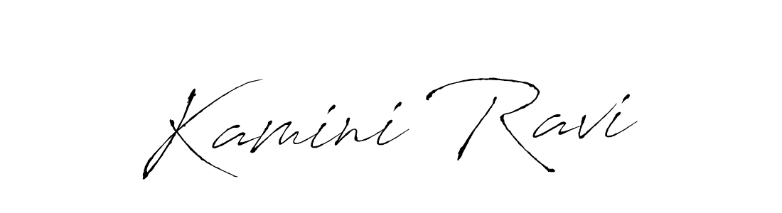 The best way (Antro_Vectra) to make a short signature is to pick only two or three words in your name. The name Kamini Ravi include a total of six letters. For converting this name. Kamini Ravi signature style 6 images and pictures png