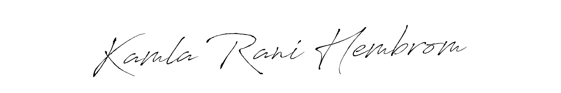 The best way (Antro_Vectra) to make a short signature is to pick only two or three words in your name. The name Kamla Rani Hembrom include a total of six letters. For converting this name. Kamla Rani Hembrom signature style 6 images and pictures png
