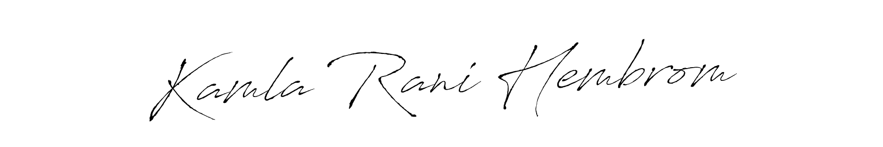 The best way (Antro_Vectra) to make a short signature is to pick only two or three words in your name. The name Kamla Rani Hembrom include a total of six letters. For converting this name. Kamla Rani Hembrom signature style 6 images and pictures png