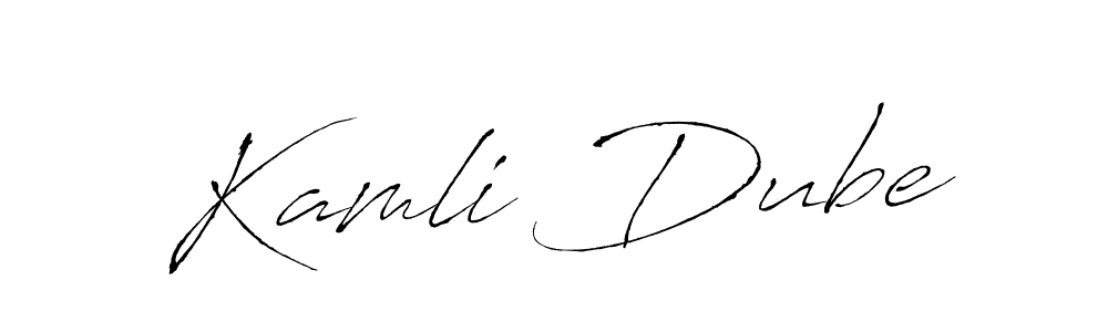 How to make Kamli Dube name signature. Use Antro_Vectra style for creating short signs online. This is the latest handwritten sign. Kamli Dube signature style 6 images and pictures png