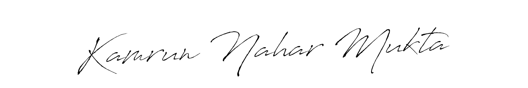 Antro_Vectra is a professional signature style that is perfect for those who want to add a touch of class to their signature. It is also a great choice for those who want to make their signature more unique. Get Kamrun Nahar Mukta name to fancy signature for free. Kamrun Nahar Mukta signature style 6 images and pictures png