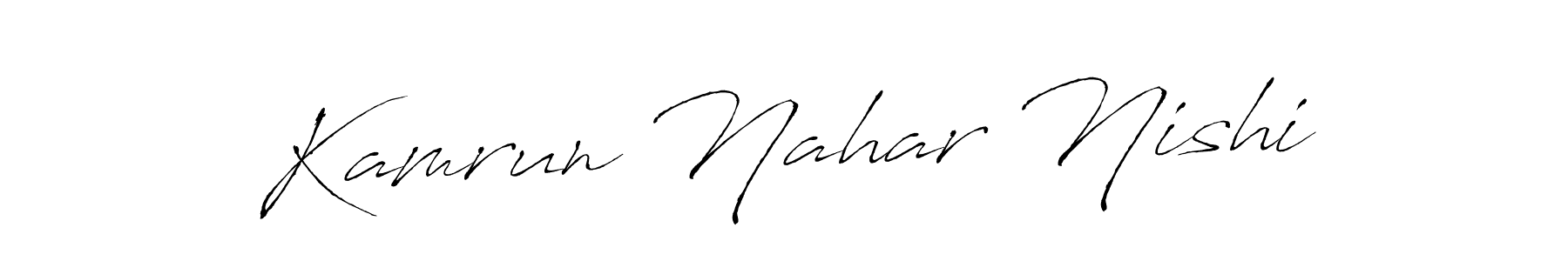 Kamrun Nahar Nishi stylish signature style. Best Handwritten Sign (Antro_Vectra) for my name. Handwritten Signature Collection Ideas for my name Kamrun Nahar Nishi. Kamrun Nahar Nishi signature style 6 images and pictures png