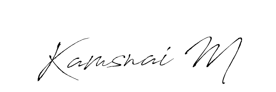 if you are searching for the best signature style for your name Kamsnai M. so please give up your signature search. here we have designed multiple signature styles  using Antro_Vectra. Kamsnai M signature style 6 images and pictures png