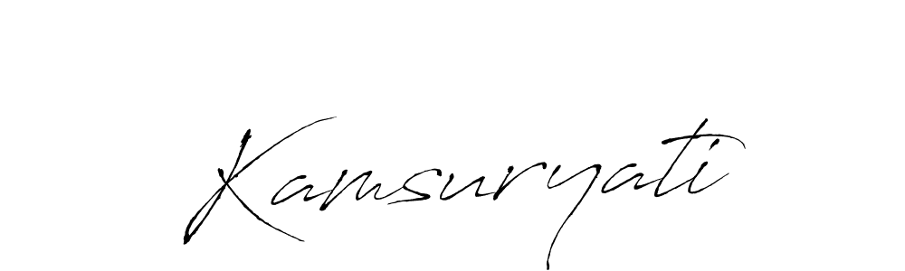 Also You can easily find your signature by using the search form. We will create Kamsuryati name handwritten signature images for you free of cost using Antro_Vectra sign style. Kamsuryati signature style 6 images and pictures png