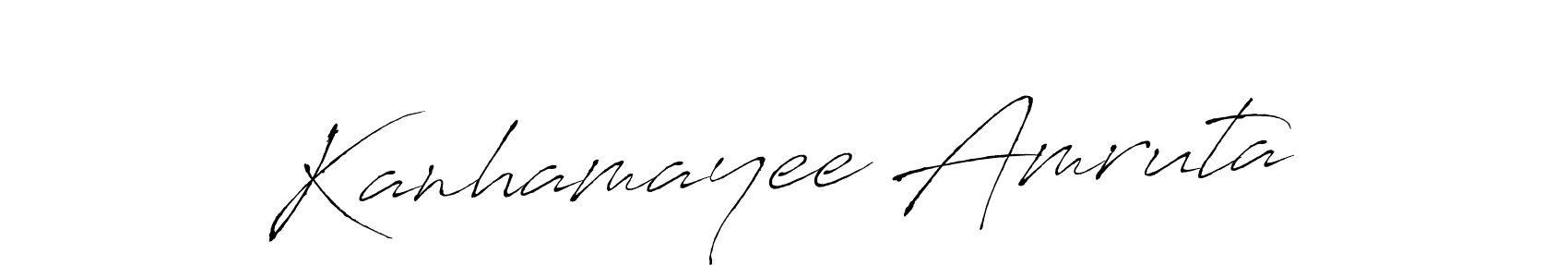 You should practise on your own different ways (Antro_Vectra) to write your name (Kanhamayee Amruta) in signature. don't let someone else do it for you. Kanhamayee Amruta signature style 6 images and pictures png