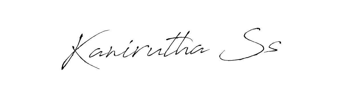 You should practise on your own different ways (Antro_Vectra) to write your name (Kanirutha Ss) in signature. don't let someone else do it for you. Kanirutha Ss signature style 6 images and pictures png