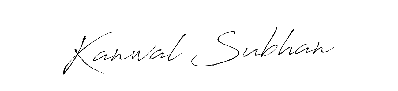 You should practise on your own different ways (Antro_Vectra) to write your name (Kanwal Subhan) in signature. don't let someone else do it for you. Kanwal Subhan signature style 6 images and pictures png