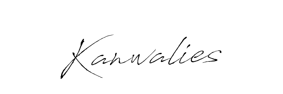 Use a signature maker to create a handwritten signature online. With this signature software, you can design (Antro_Vectra) your own signature for name Kanwalies. Kanwalies signature style 6 images and pictures png