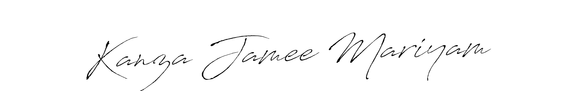 Antro_Vectra is a professional signature style that is perfect for those who want to add a touch of class to their signature. It is also a great choice for those who want to make their signature more unique. Get Kanza Jamee Mariyam name to fancy signature for free. Kanza Jamee Mariyam signature style 6 images and pictures png