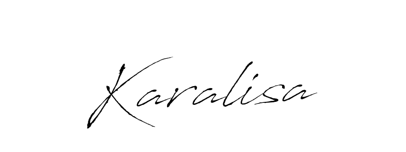 Design your own signature with our free online signature maker. With this signature software, you can create a handwritten (Antro_Vectra) signature for name Karalisa. Karalisa signature style 6 images and pictures png