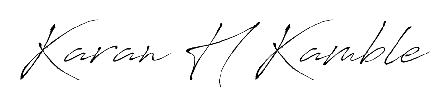 Looking for an artistic signature for Karan H Kamble? The Antro_Vectra calligraphy style gives a sophisticated flow suitable for business cards and emails. Karan H Kamble signature style 6 images and pictures png