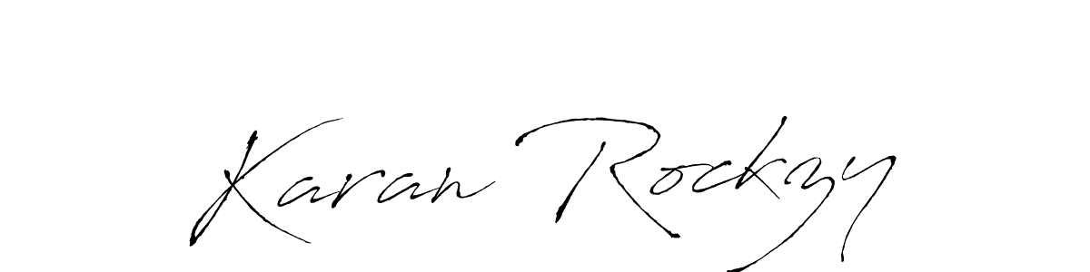 Karan Rockzy stylish signature style. Best Handwritten Sign (Antro_Vectra) for my name. Handwritten Signature Collection Ideas for my name Karan Rockzy. Karan Rockzy signature style 6 images and pictures png