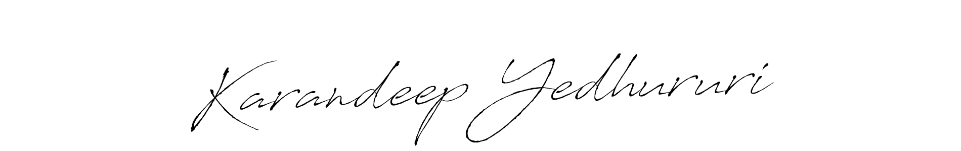 How to make Karandeep Yedhururi signature? Antro_Vectra is a professional autograph style. Create handwritten signature for Karandeep Yedhururi name. Karandeep Yedhururi signature style 6 images and pictures png