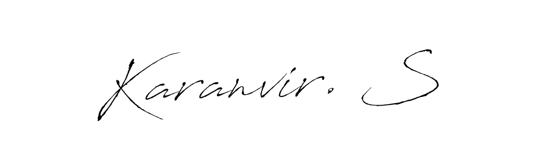 The best way (Antro_Vectra) to make a short signature is to pick only two or three words in your name. The name Karanvir. S include a total of six letters. For converting this name. Karanvir. S signature style 6 images and pictures png