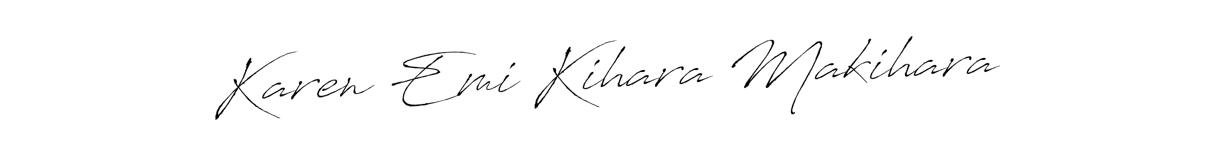 How to make Karen Emi Kihara Makihara name signature. Use Antro_Vectra style for creating short signs online. This is the latest handwritten sign. Karen Emi Kihara Makihara signature style 6 images and pictures png