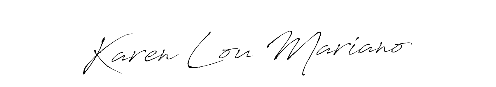 How to make Karen Lou Mariano name signature. Use Antro_Vectra style for creating short signs online. This is the latest handwritten sign. Karen Lou Mariano signature style 6 images and pictures png