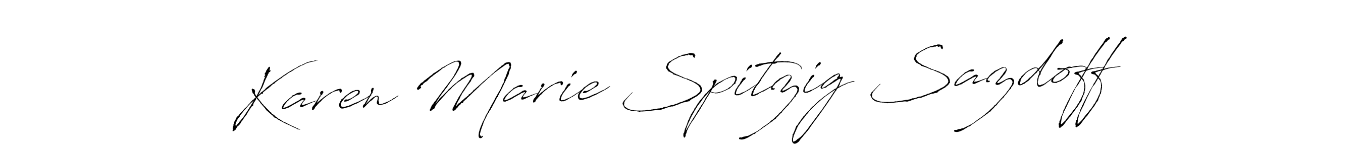 How to make Karen Marie Spitzig Sazdoff name signature. Use Antro_Vectra style for creating short signs online. This is the latest handwritten sign. Karen Marie Spitzig Sazdoff signature style 6 images and pictures png