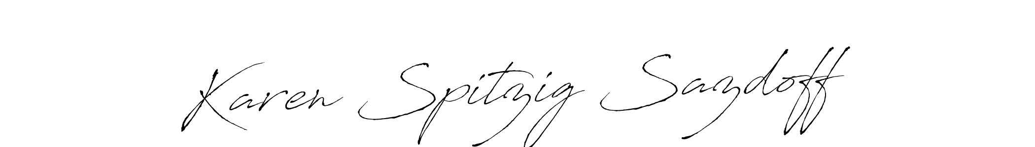 The best way (Antro_Vectra) to make a short signature is to pick only two or three words in your name. The name Karen Spitzig Sazdoff include a total of six letters. For converting this name. Karen Spitzig Sazdoff signature style 6 images and pictures png