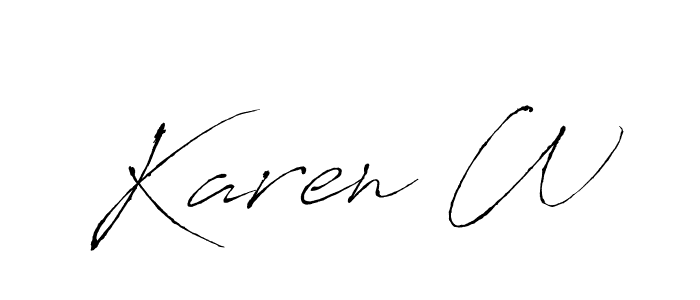 How to make Karen W name signature. Use Antro_Vectra style for creating short signs online. This is the latest handwritten sign. Karen W signature style 6 images and pictures png