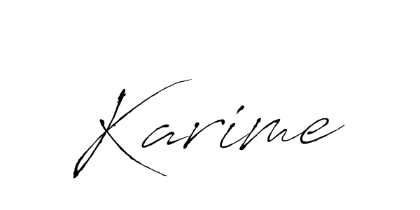 Design your own signature with our free online signature maker. With this signature software, you can create a handwritten (Antro_Vectra) signature for name Karime. Karime signature style 6 images and pictures png