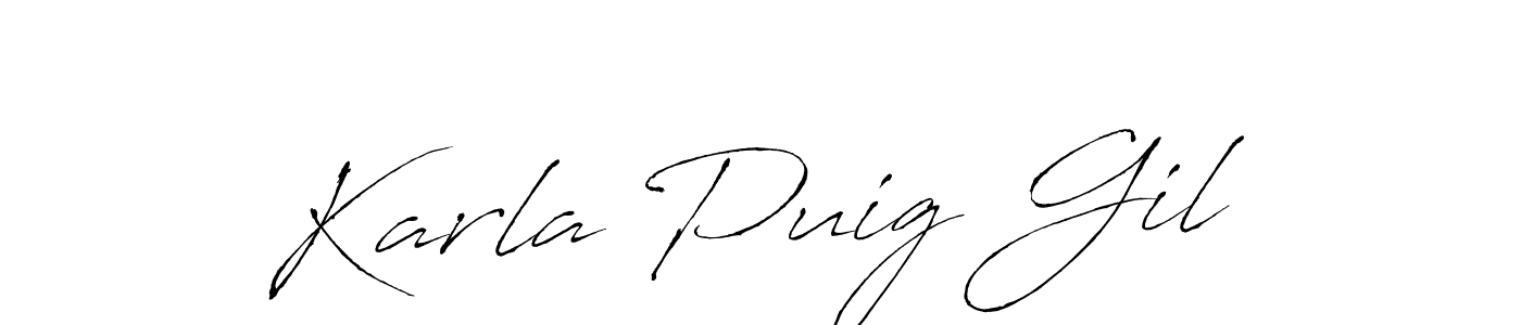 Make a short Karla Puig Gil signature style. Manage your documents anywhere anytime using Antro_Vectra. Create and add eSignatures, submit forms, share and send files easily. Karla Puig Gil signature style 6 images and pictures png