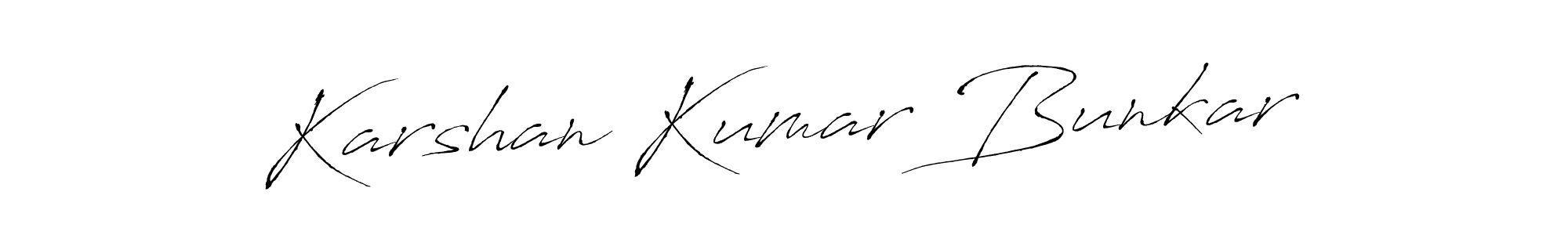 Antro_Vectra is a professional signature style that is perfect for those who want to add a touch of class to their signature. It is also a great choice for those who want to make their signature more unique. Get Karshan Kumar Bunkar name to fancy signature for free. Karshan Kumar Bunkar signature style 6 images and pictures png