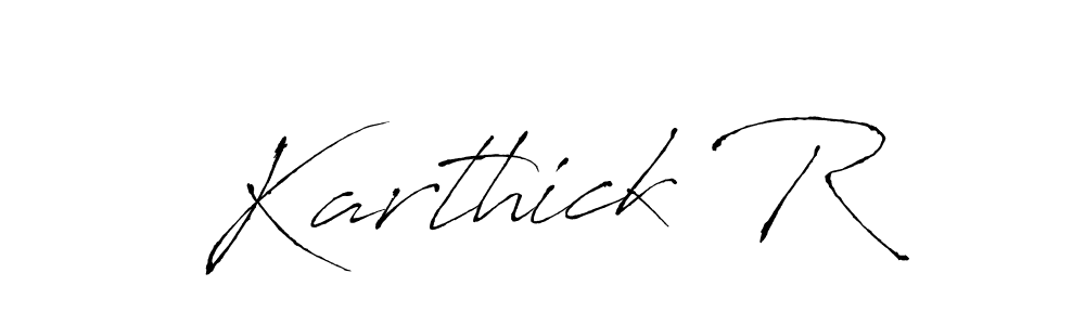 How to make Karthick R name signature. Use Antro_Vectra style for creating short signs online. This is the latest handwritten sign. Karthick R signature style 6 images and pictures png