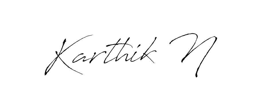 The best way (Antro_Vectra) to make a short signature is to pick only two or three words in your name. The name Karthik N include a total of six letters. For converting this name. Karthik N signature style 6 images and pictures png
