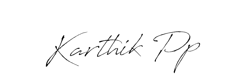 Karthik Pp stylish signature style. Best Handwritten Sign (Antro_Vectra) for my name. Handwritten Signature Collection Ideas for my name Karthik Pp. Karthik Pp signature style 6 images and pictures png