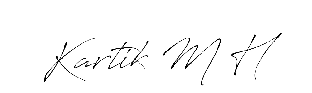 The best way (Antro_Vectra) to make a short signature is to pick only two or three words in your name. The name Kartik M H include a total of six letters. For converting this name. Kartik M H signature style 6 images and pictures png