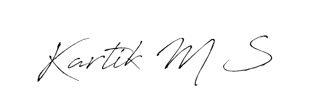 The best way (Antro_Vectra) to make a short signature is to pick only two or three words in your name. The name Kartik M S include a total of six letters. For converting this name. Kartik M S signature style 6 images and pictures png