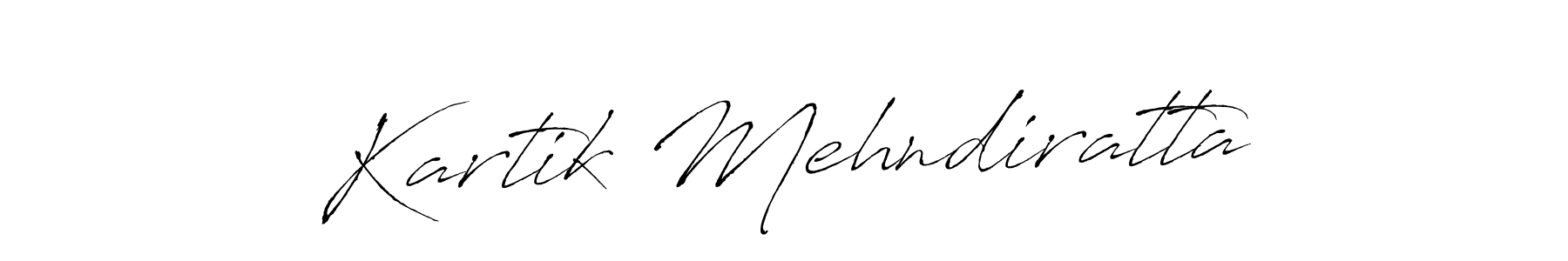 Antro_Vectra is a professional signature style that is perfect for those who want to add a touch of class to their signature. It is also a great choice for those who want to make their signature more unique. Get Kartik Mehndiratta name to fancy signature for free. Kartik Mehndiratta signature style 6 images and pictures png