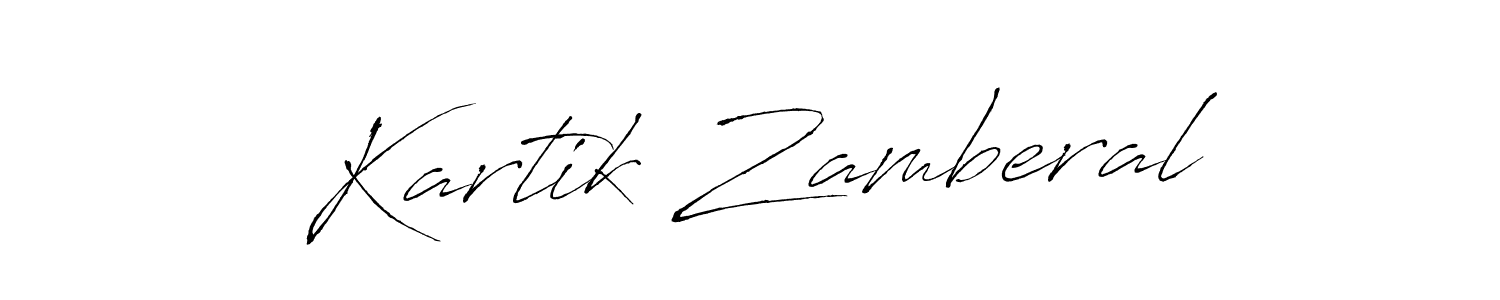 How to make Kartik Zamberal name signature. Use Antro_Vectra style for creating short signs online. This is the latest handwritten sign. Kartik Zamberal signature style 6 images and pictures png