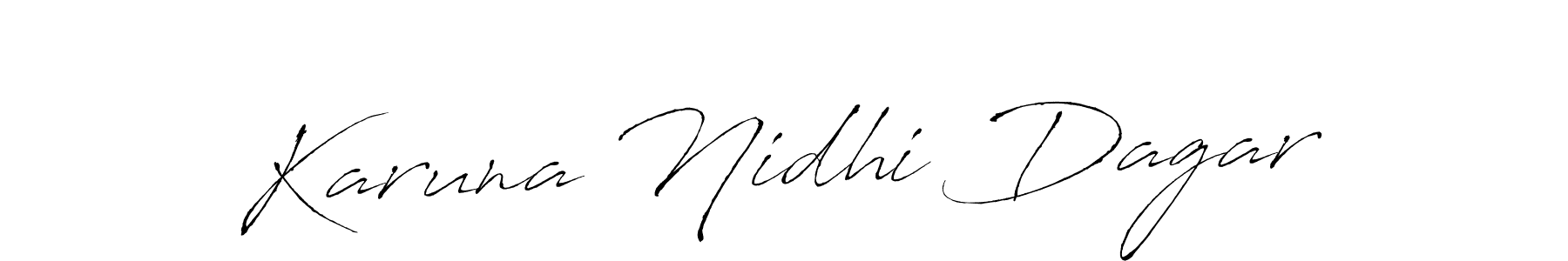 The best way (Antro_Vectra) to make a short signature is to pick only two or three words in your name. The name Karuna Nidhi Dagar include a total of six letters. For converting this name. Karuna Nidhi Dagar signature style 6 images and pictures png