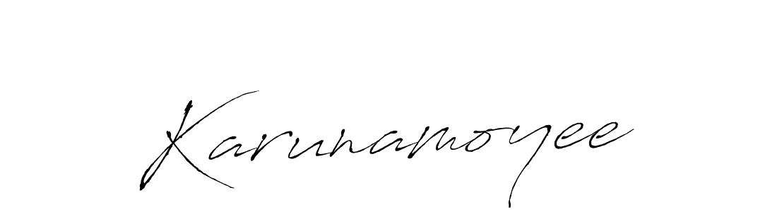 How to make Karunamoyee signature? Antro_Vectra is a professional autograph style. Create handwritten signature for Karunamoyee name. Karunamoyee signature style 6 images and pictures png