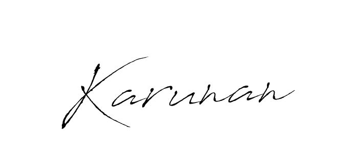 Design your own signature with our free online signature maker. With this signature software, you can create a handwritten (Antro_Vectra) signature for name Karunan. Karunan signature style 6 images and pictures png