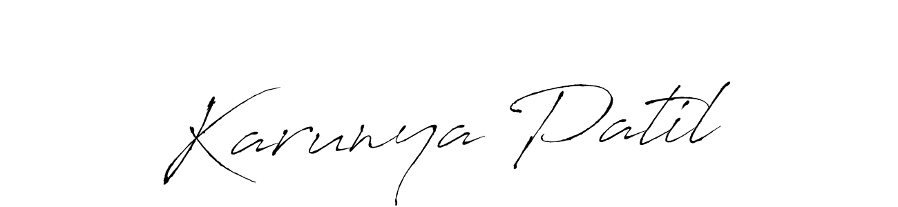 The best way (Antro_Vectra) to make a short signature is to pick only two or three words in your name. The name Karunya Patil include a total of six letters. For converting this name. Karunya Patil signature style 6 images and pictures png