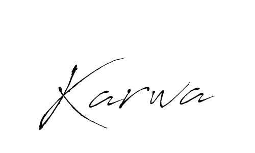 Design your own signature with our free online signature maker. With this signature software, you can create a handwritten (Antro_Vectra) signature for name Karwa. Karwa signature style 6 images and pictures png