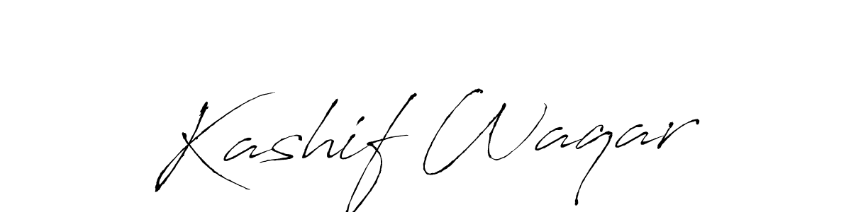 How to make Kashif Waqar name signature. Use Antro_Vectra style for creating short signs online. This is the latest handwritten sign. Kashif Waqar signature style 6 images and pictures png