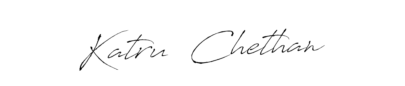 How to make Katru  Chethan name signature. Use Antro_Vectra style for creating short signs online. This is the latest handwritten sign. Katru  Chethan signature style 6 images and pictures png