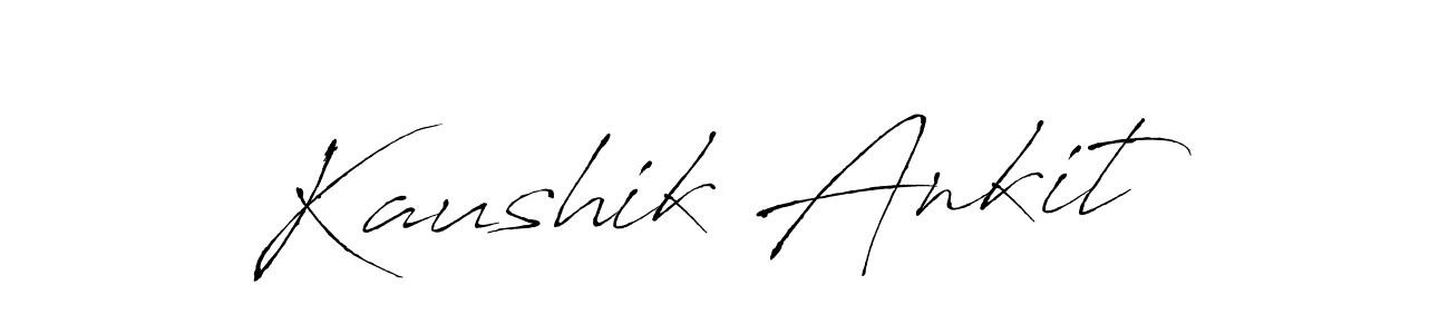 The best way (Antro_Vectra) to make a short signature is to pick only two or three words in your name. The name Kaushik Ankit include a total of six letters. For converting this name. Kaushik Ankit signature style 6 images and pictures png