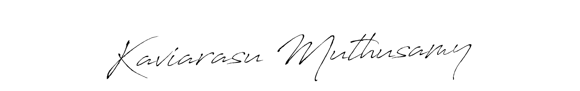 How to make Kaviarasu Muthusamy name signature. Use Antro_Vectra style for creating short signs online. This is the latest handwritten sign. Kaviarasu Muthusamy signature style 6 images and pictures png