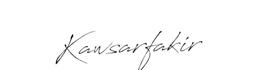 How to make Kawsarfakir name signature. Use Antro_Vectra style for creating short signs online. This is the latest handwritten sign. Kawsarfakir signature style 6 images and pictures png