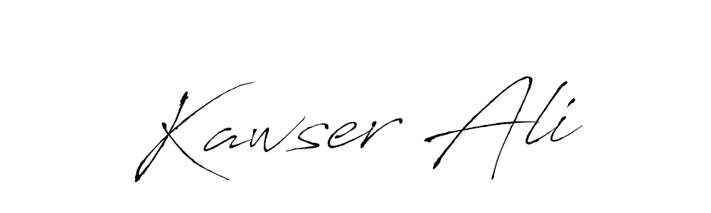 How to make Kawser Ali name signature. Use Antro_Vectra style for creating short signs online. This is the latest handwritten sign. Kawser Ali signature style 6 images and pictures png
