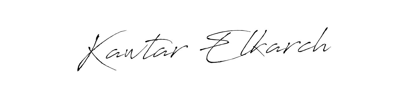 How to make Kawtar Elkarch name signature. Use Antro_Vectra style for creating short signs online. This is the latest handwritten sign. Kawtar Elkarch signature style 6 images and pictures png