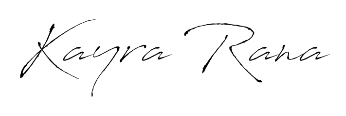 Try this chic Kayra Rana handwritten sign style. Using Antro_Vectra font elements, it gives your name a sleek, memorable identity. Kayra Rana signature style 6 images and pictures png