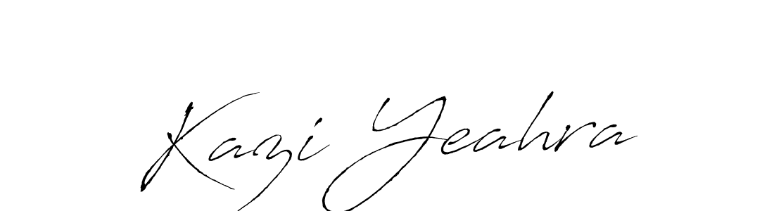 How to make Kazi Yeahra name signature. Use Antro_Vectra style for creating short signs online. This is the latest handwritten sign. Kazi Yeahra signature style 6 images and pictures png