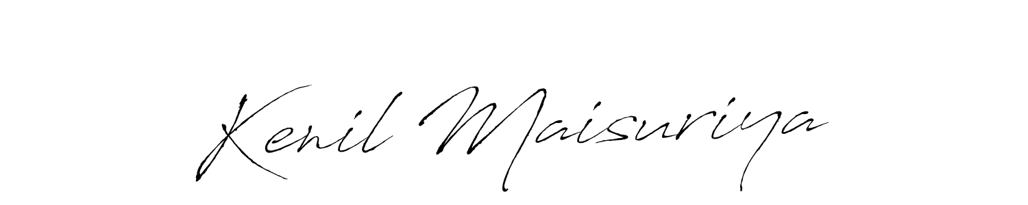 How to make Kenil Maisuriya signature? Antro_Vectra is a professional autograph style. Create handwritten signature for Kenil Maisuriya name. Kenil Maisuriya signature style 6 images and pictures png