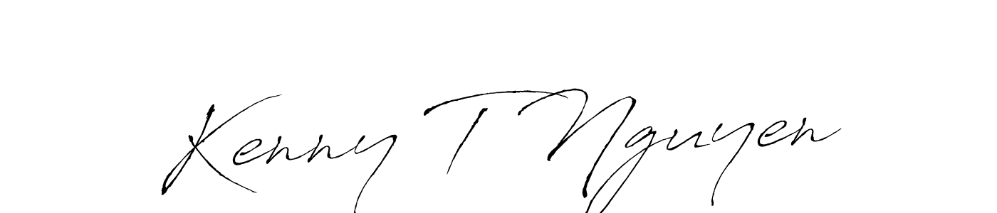 How to make Kenny T Nguyen name signature. Use Antro_Vectra style for creating short signs online. This is the latest handwritten sign. Kenny T Nguyen signature style 6 images and pictures png