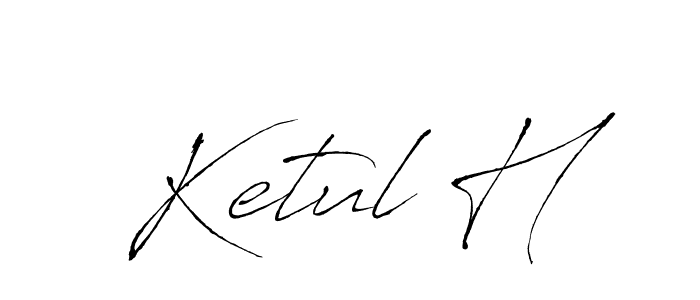 The best way (Antro_Vectra) to make a short signature is to pick only two or three words in your name. The name Ketul H include a total of six letters. For converting this name. Ketul H signature style 6 images and pictures png
